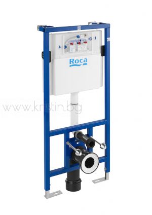 Комплект Roca the Gap round Rimless- конзолна тоалетна чиния с капак с плавно затваряне, структура за вграждане Duplo и черен бутон