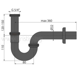 Сифон за мивка Alcaplast, черен