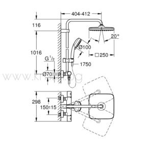 Душ система с термостат, Grohe 26689001 Tempesta Cosmopolitan System 250 Cube