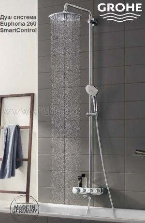 Grohe Euphoria 260 SmartControl Mono, душ система с термостат за вана/душ