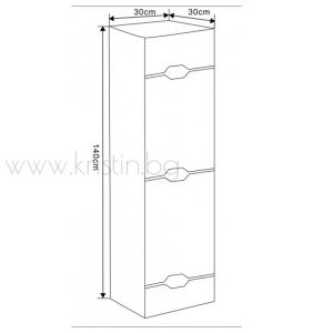 PVC шкаф-колона за баня ICP 3028, с кош за дрехи