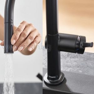 Смесител за кухня Talis M54 черен мат, с изтеглящ се чучур