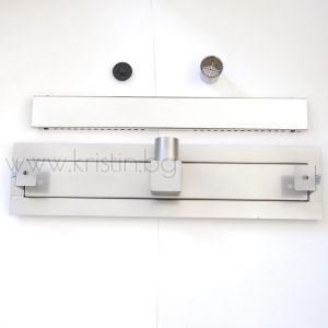 Линеен сифон  Inox Style с плътна решетка Full Inox  и хоризонтален фланец 
