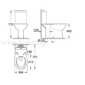 Моноблок Grohe Bau Ceramic с вертикално оттичане