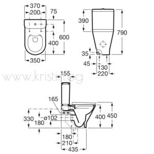 Моноблок Roca The Gap Round Rimless Compact 600 мм 
