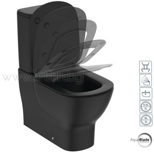 Моноблок Tesi Ideal Standard Aquablade Silk Black, плътно прилепнал към стена