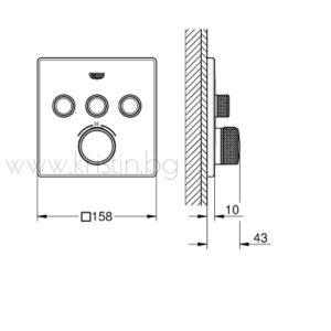 Термостат за вграждане Grohe Smartcontrol 29126000, с три изхода за смесена вода