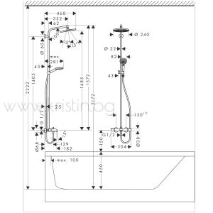 Душ система Hansgrohe  Crometta S 240 с термостатен смесител