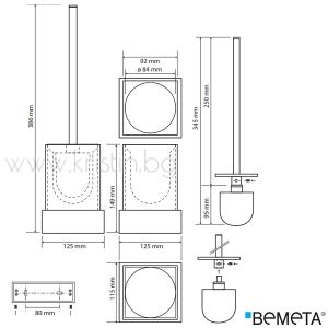 Четка за тоалетна чиния Bemeta Gamma, стенен монтаж, бяло/ хром