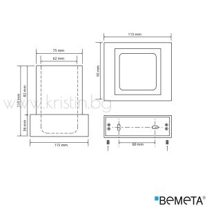 Държач за чаша Bemeta Gamma, стенен монтаж, черно/хром