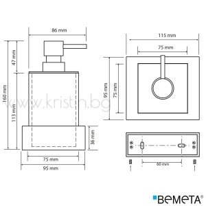 Дозатор за течен сапун Bemeta Gamma, стенен монтаж, черно/хром