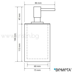 Дозатор за течен сапун Bemeta Gamma, свободностоящ, бяло/хром
