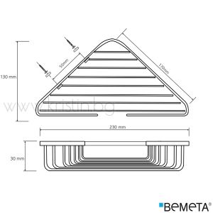 Ъглова кошница за душ зона, Bemeta Cytro 230х30х130 мм