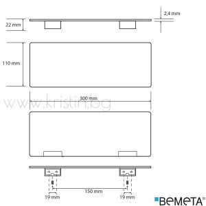 Метална полица 300 мм Bemeta Organic, стенен монтаж