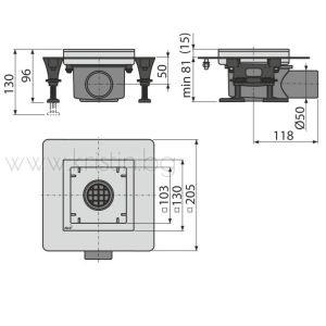 Подов сифон Alcaplast APV120 с решетка Inox MPV015