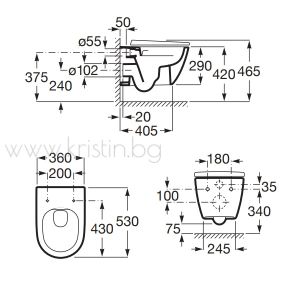 Структура за вграждане Roca Duplo Neo, черен бутон PL и конзолна тоалетна чиния Ona Rimless