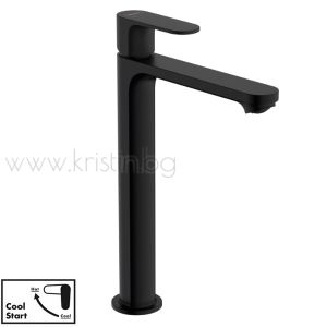 Hansgrohe Rebris S 240 Coolstart, стоящ смесител за мивка с удължено тяло черен мат