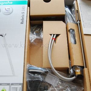 Hansgrohe Rebris S 240 Coolstart, стоящ смесител за мивка с удължено тяло черен мат