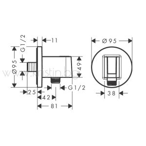 Стенно захранващо колянo с държач, Fixfit S Hansgrohe 