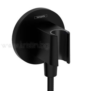 Стенно захранващо колянo с държач, Fixfit S Hansgrohe, черен мат