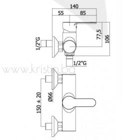 Смесител за  душ  Blu  blu168  Paffoni