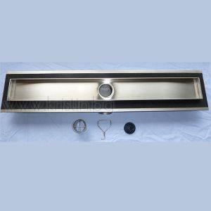 Линеен сифон  Inox Style с решетка за вграждане на плочка  и хоризонтален фланец 