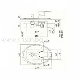 Смесител за вграждане Blu  blu015CR   Paffoni 