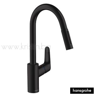 Смесител за кухня Focus M41 H240 2jet, с изтеглящ се чучур, покритие в цвят черен мат