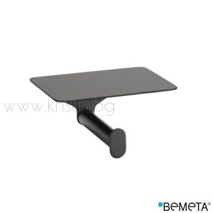 Държач за тоалетна хартия Bemeta Organic Black, с постaвка за принадлежности