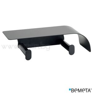 Двоен държач за тоалетна хартия, Bemeta Organic Black, с капак
