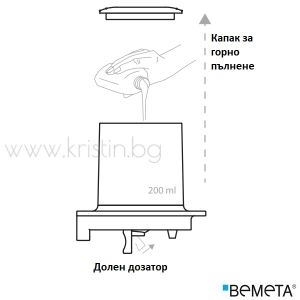 Дозатор за течен сапун, Bemeta Organic Black, стенен монтаж