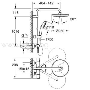 Душ система Grohe Tempesta System 250  в цвят черен мат