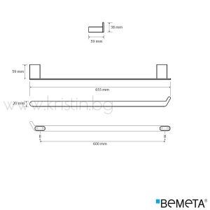 Хавлийник 655 мм Bemeta Organic Black, стенен монтаж
