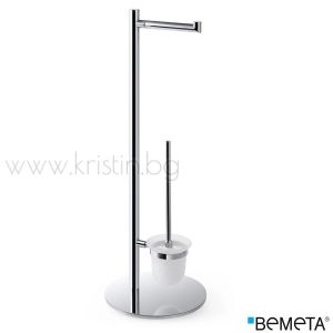 Комплект четка за тоалетна чиния, с поставка за тоалетна хартия, Bemeta Omega, свободностоящ