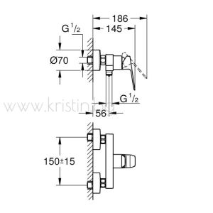 Смесител за душ Grohe Cubeo черен мат 