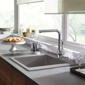 Гранитна кухненска мивка Hansgrohe Silicatec S51 S510-U450, бетоново сиво