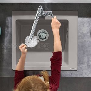 Гранитна кухненска мивка Hansgrohe Silicatec S51 S510-U450, бетоново сиво