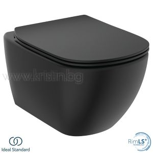 Пакет GEBERIT Duofix Delta 50, черна конзолна тоалетна чиния Tesi Rimless Silk Black, с бутон черен мат