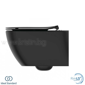 Пакет GEBERIT Duofix Delta 50, черна конзолна тоалетна чиния Tesi Rimless Silk Black, с бутон черен мат