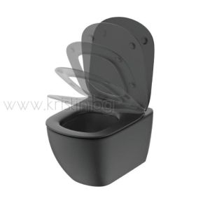 Пакет GEBERIT Duofix Delta 50, черна конзолна тоалетна чиния Tesi Aquablade Silk Black, с бутон черен мат