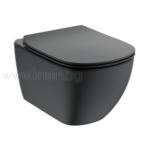 Пакет GEBERIT Duofix Delta 50, черна конзолна тоалетна чиния Tesi Aquablade Silk Black, с бутон черен мат