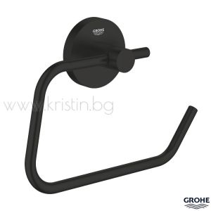 Поставка за тоалетна хартия без капак, Grohe Essentials черен мат