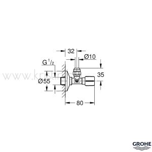 Ъглов спирателен кран Grohe 1/2 х 3/8 