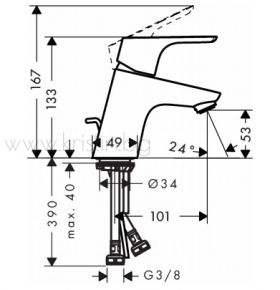 Hansgrohe 31539000 Focus 70, стоящ смесител за мивка със студен старт