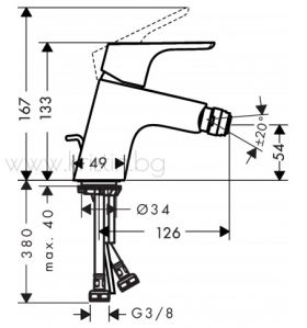 Hansgrohe Focus, стоящ смесител за биде 31920000 