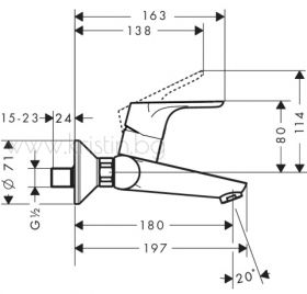 Hansgrohe Focus, стенен смесител за мивка 31923000 