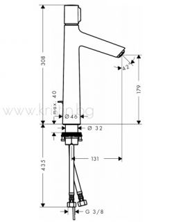 Hansgrohe Talis S, стоящ смесител за мивка с удължено тяло, 72044000