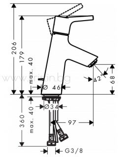Hansgrohe Talis S 80, стоящ смесител за мивка 72010000