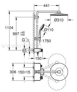 Grohe Euphoria SmartControl 310 Duo 26507000, душ система с термостат