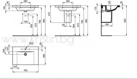 Мивка с плотове 70 см Connect E812801 Ideal Standard